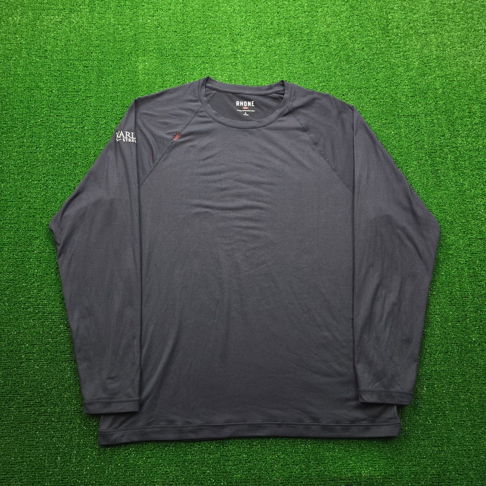 Rhone Reign Tshirt Mens Large Navy Blue Long Sleeve Performance Embroidered Logo